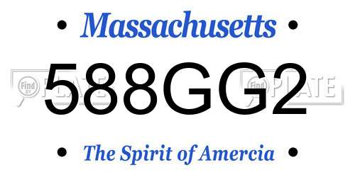 588GG2 Massachusetts License Plate