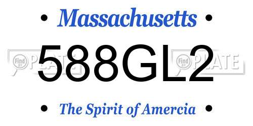 588GL2 Massachusetts License Plate