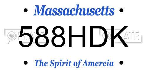 588HDK Massachusetts License Plate