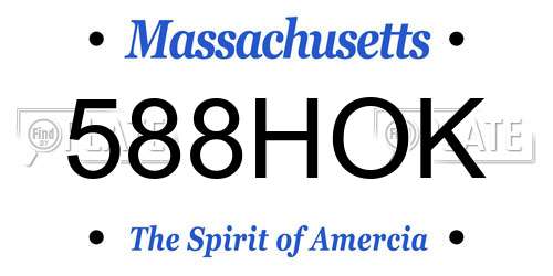 588HOK Massachusetts License Plate