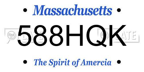 588HQK Massachusetts License Plate