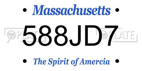 588JD7 Massachusetts License Plate