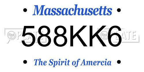 588KK6 Massachusetts License Plate
