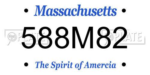 588M82 Massachusetts License Plate