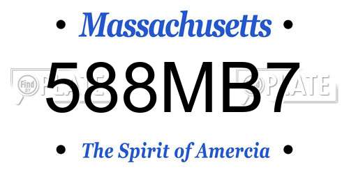 588MB7 Massachusetts License Plate