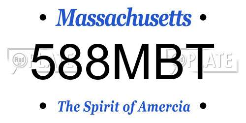 588MBT Massachusetts License Plate
