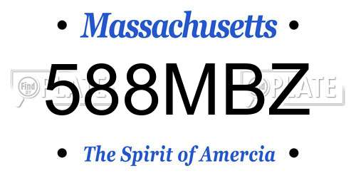 588MBZ Massachusetts License Plate