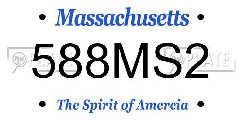 588MS2 Massachusetts License Plate
