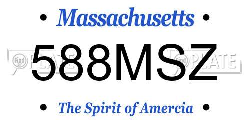 588MSZ Massachusetts License Plate