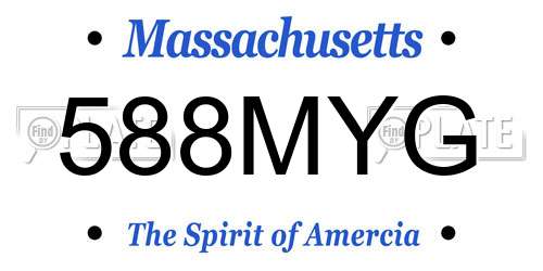588MYG Massachusetts License Plate