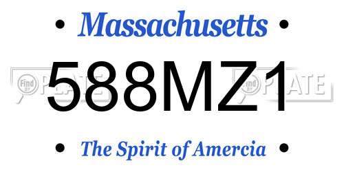 588MZ1 Massachusetts License Plate