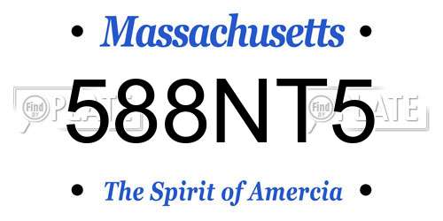 588NT5 Massachusetts License Plate