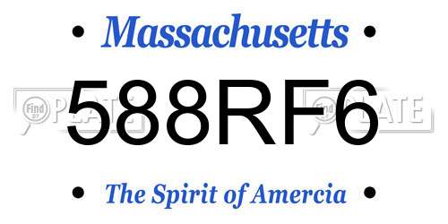 588RF6 Massachusetts License Plate