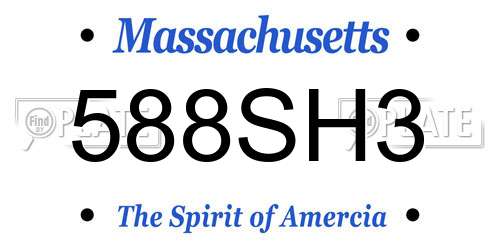 588SH3 Massachusetts License Plate