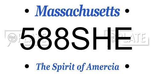 588SHE Massachusetts License Plate