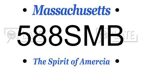 588SMB Massachusetts License Plate