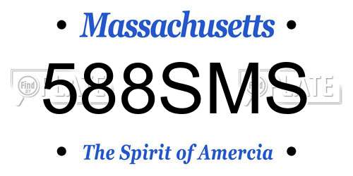 588SMS Massachusetts License Plate