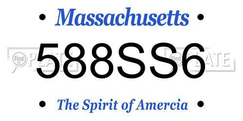 588SS6 Massachusetts License Plate