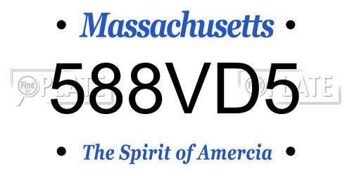 588VD5 Massachusetts License Plate