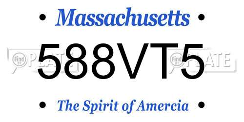 588VT5 Massachusetts License Plate