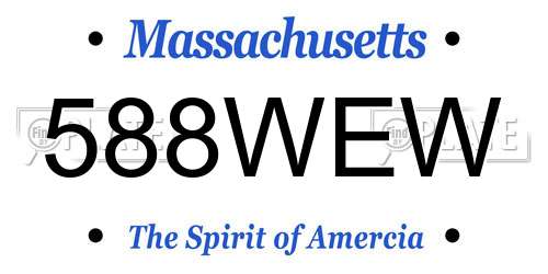 588WEW Massachusetts License Plate