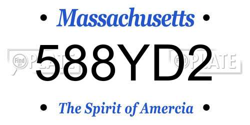 588YD2 Massachusetts License Plate