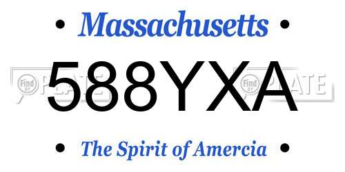588YXA Massachusetts License Plate