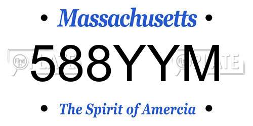 588YYM Massachusetts License Plate
