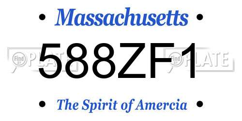 588ZF1 Massachusetts License Plate