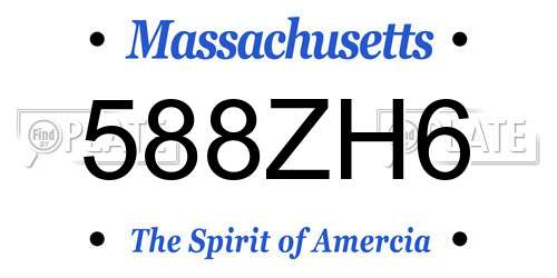 588ZH6 Massachusetts License Plate