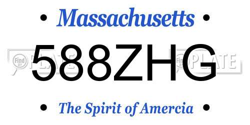 588ZHG Massachusetts License Plate