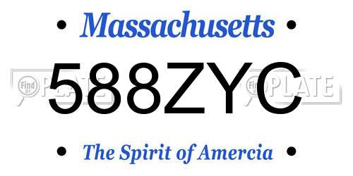 588ZYC Massachusetts License Plate