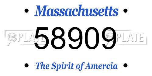 58909 Massachusetts License Plate