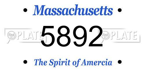 5892 Massachusetts License Plate
