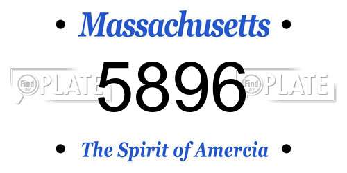 5896 Massachusetts License Plate