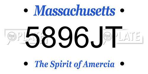 5896JT Massachusetts License Plate