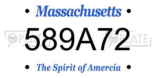 589A72 Massachusetts License Plate