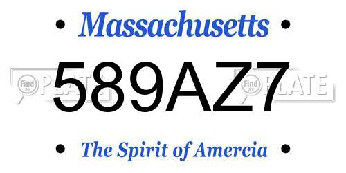 589AZ7 Massachusetts License Plate