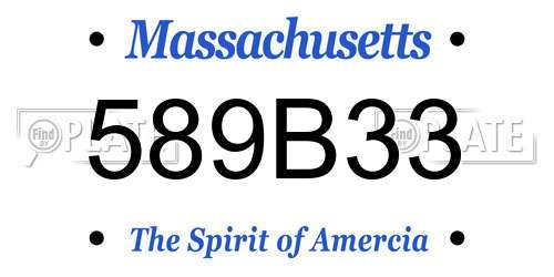 589B33 Massachusetts License Plate
