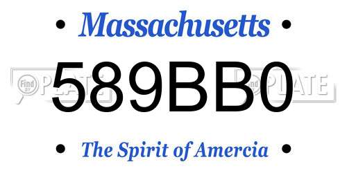 589BB0 Massachusetts License Plate