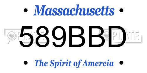 589BBD Massachusetts License Plate
