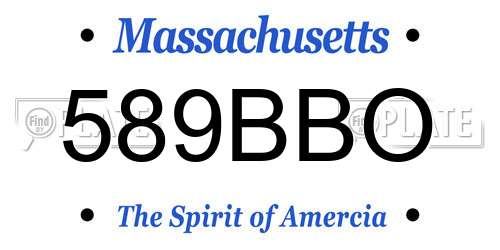 589BBO Massachusetts License Plate