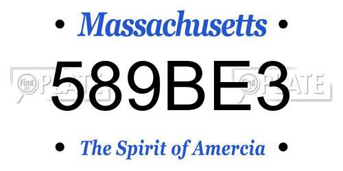 589BE3 Massachusetts License Plate
