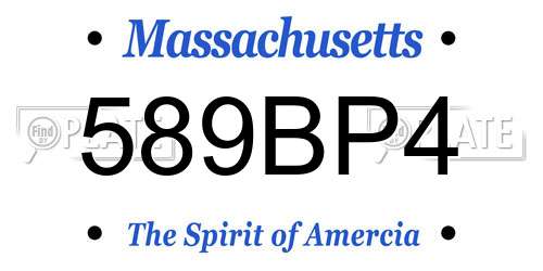 589BP4 Massachusetts License Plate