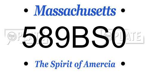 589BS0 Massachusetts License Plate