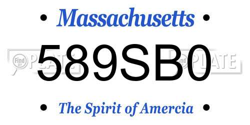 589SB0 Massachusetts License Plate