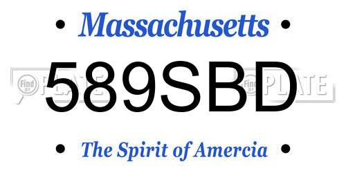 589SBD Massachusetts License Plate