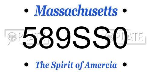 589SS0 Massachusetts License Plate