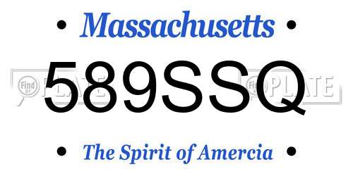 589SSQ Massachusetts License Plate