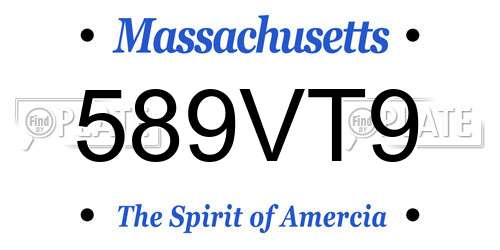 589VT9 Massachusetts License Plate